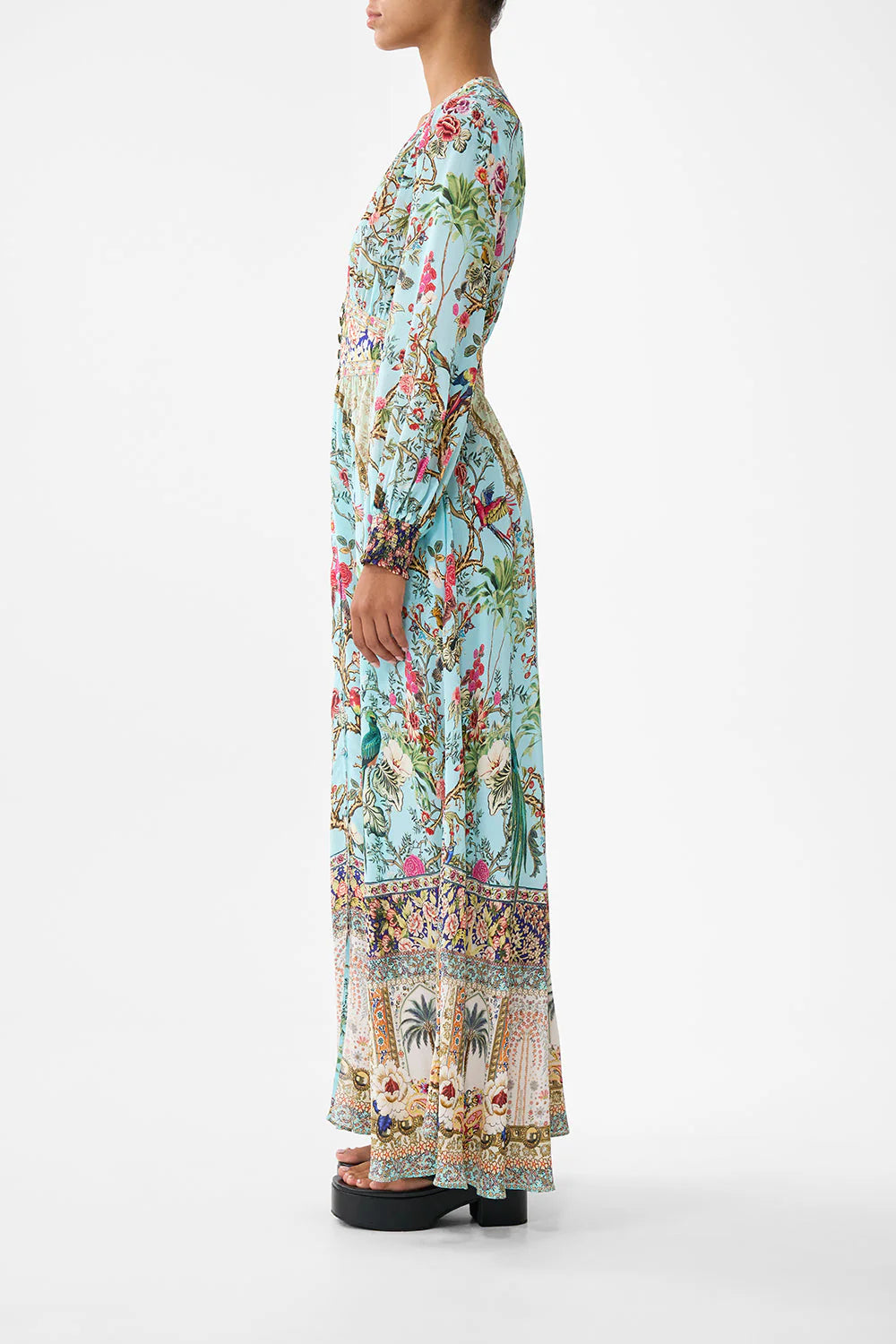 Button Dress with Shaped Waistband