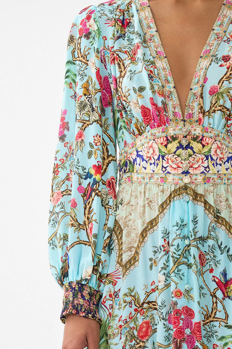 Button Dress with Shaped Waistband