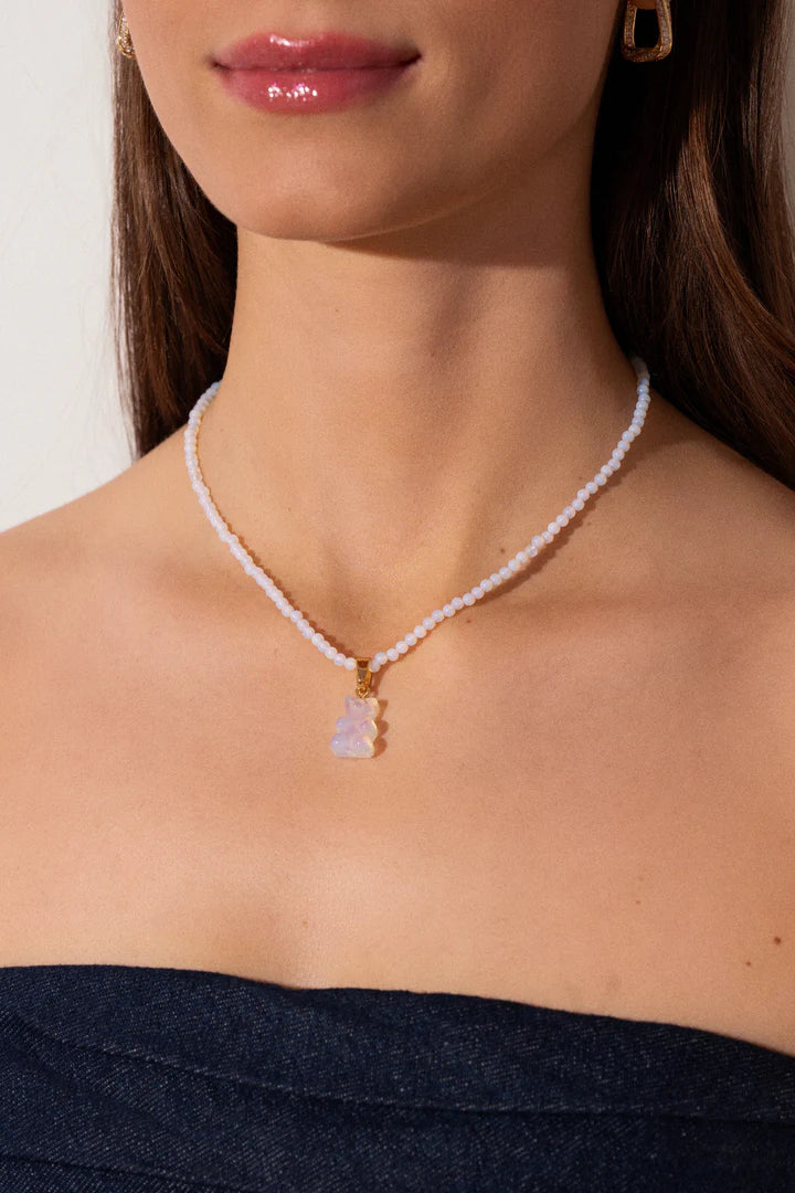 Crystal Necklace with Bear Pendant