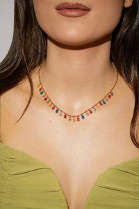 Mirror Pear Drop Rainbow Necklace
