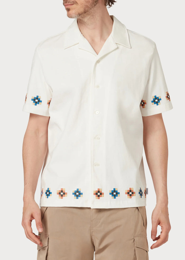 Casual Tile Embroidery Shirt