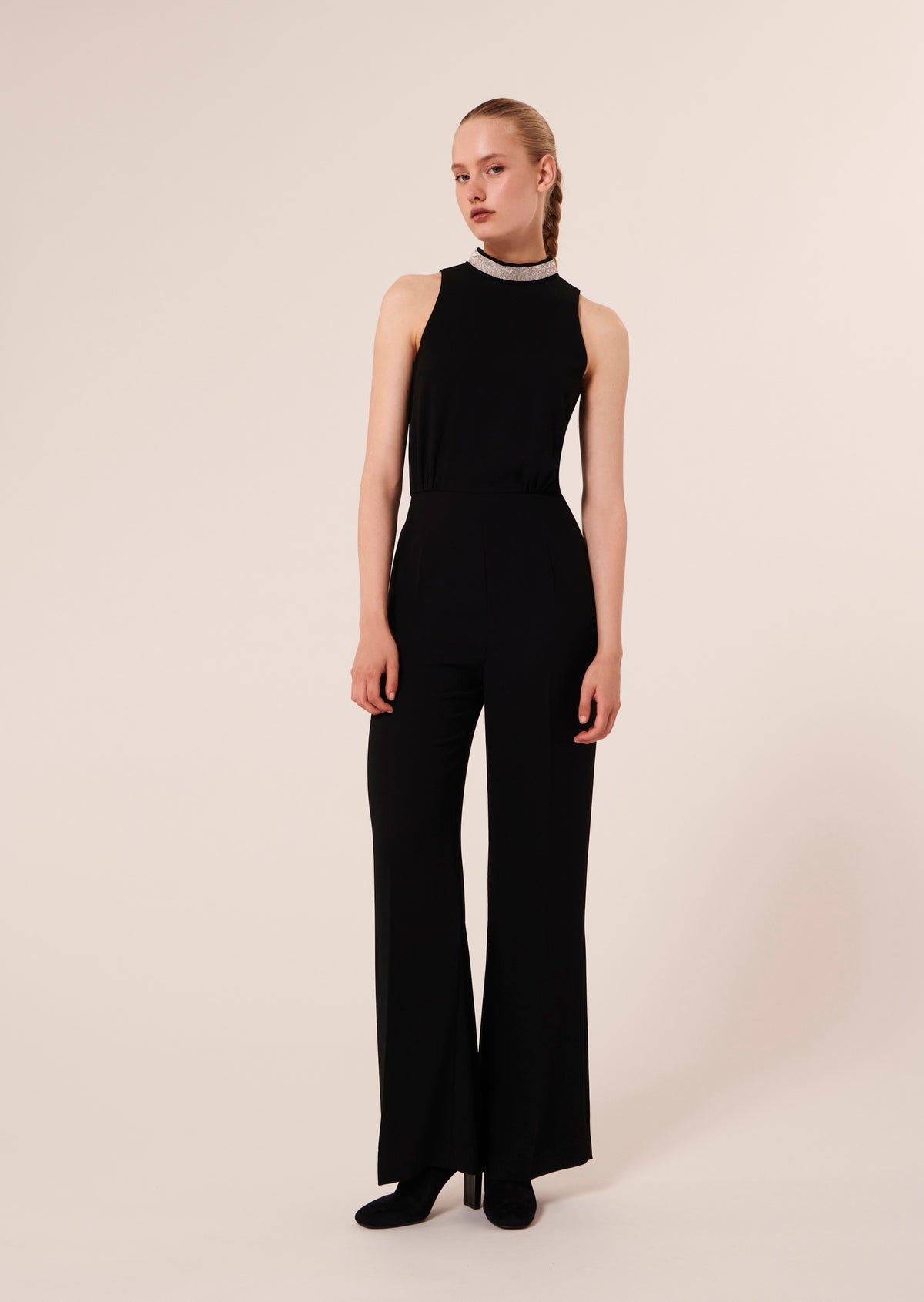 Ceciliana Black Jumpsuit in Crepe