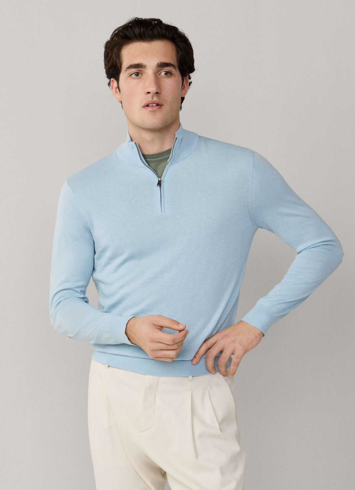 Cotton Cashmere Quarter Zip
