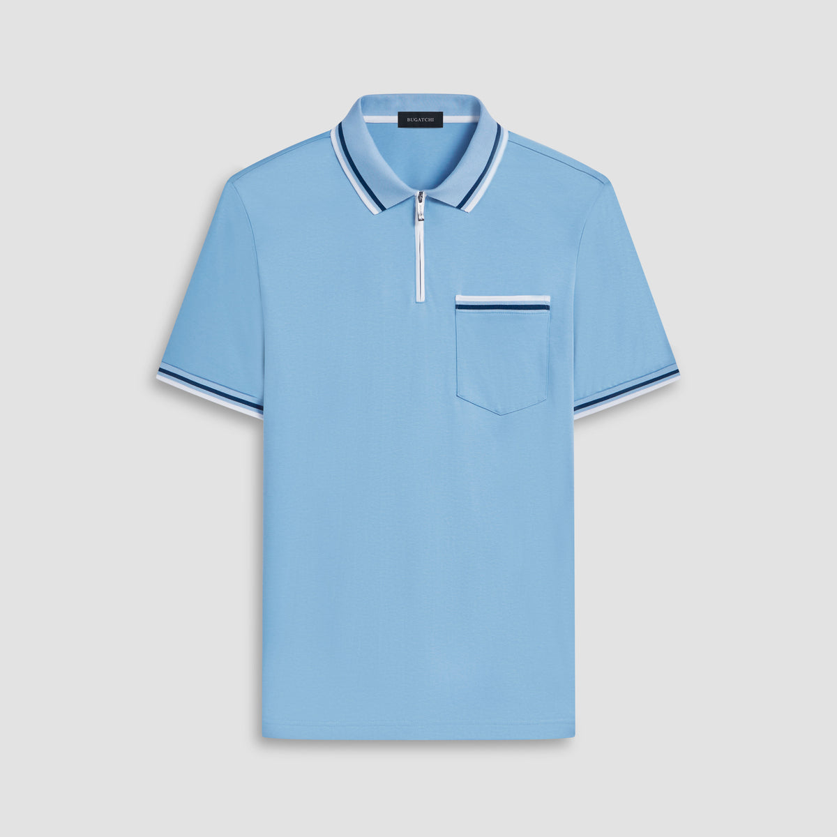 Tipped Quarter Zip Polo with Pocket