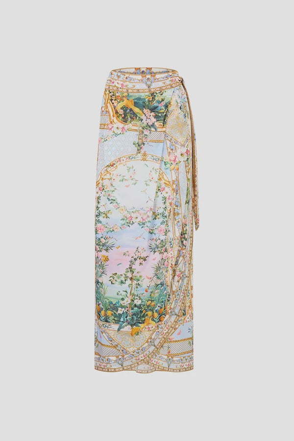 Draped Wrap Maxi Sarong w/ Tie Waist