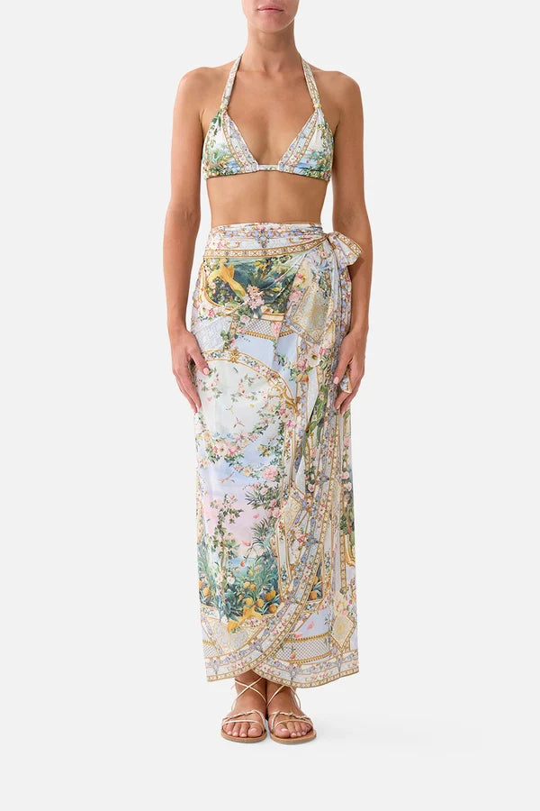 Draped Wrap Maxi Sarong w/ Tie Waist