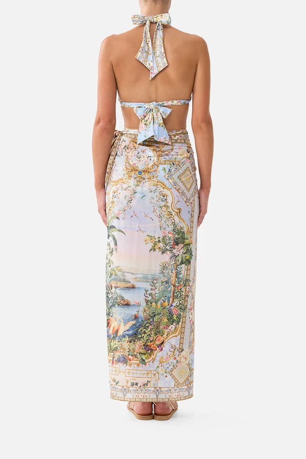 Draped Wrap Maxi Sarong w/ Tie Waist