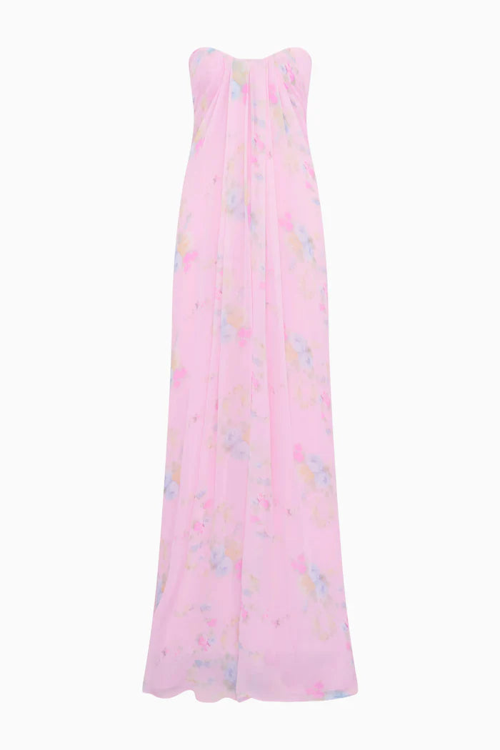 Emara Strapless Chiffon Gown