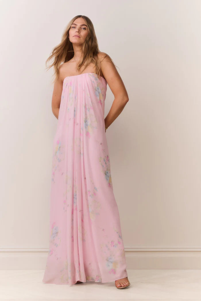 Emara Strapless Chiffon Gown