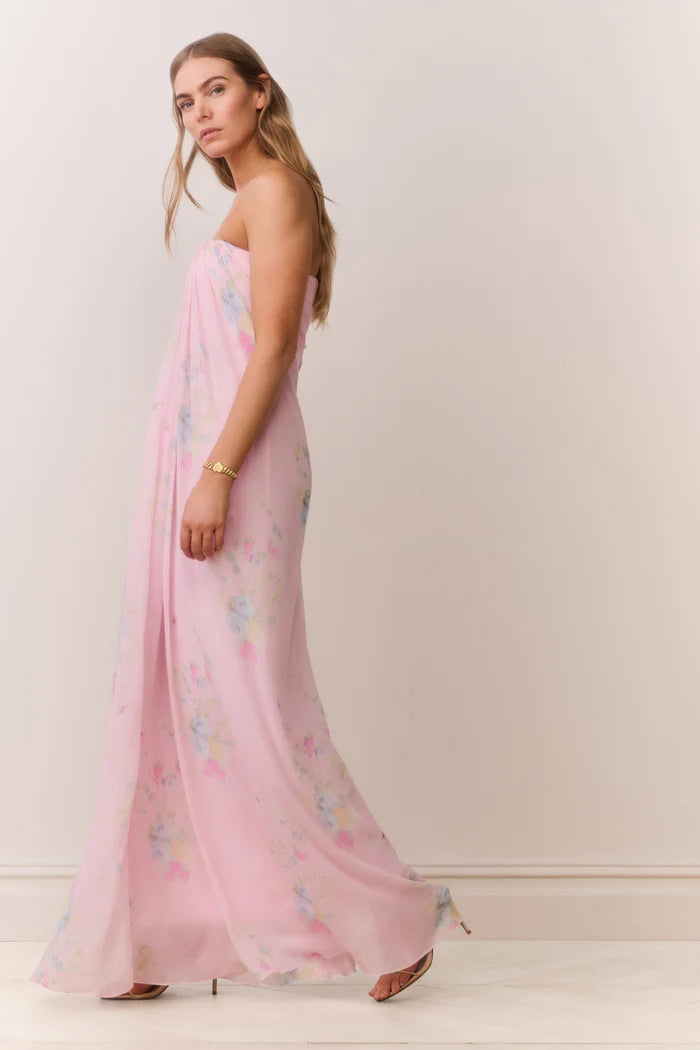 Emara Strapless Chiffon Gown