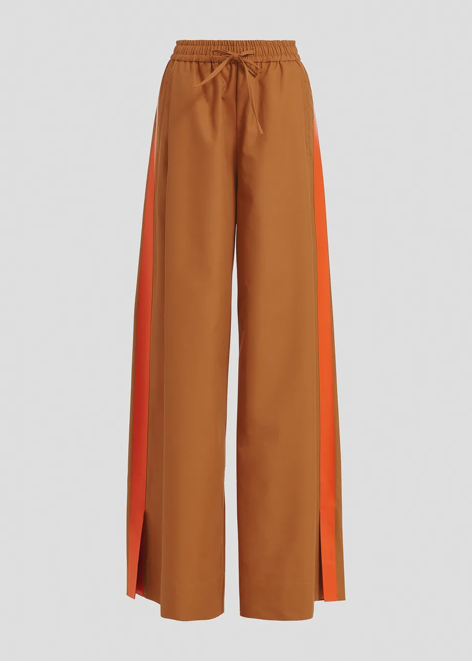 Wide-Leg Pants with Orange Stripes