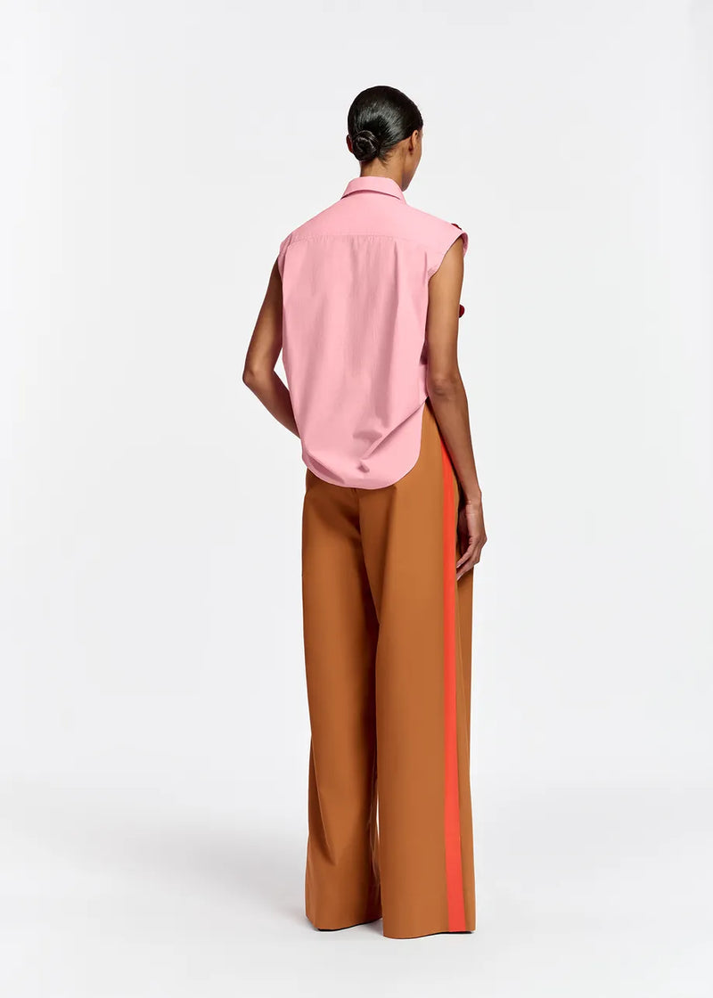 Wide-Leg Pants with Orange Stripes