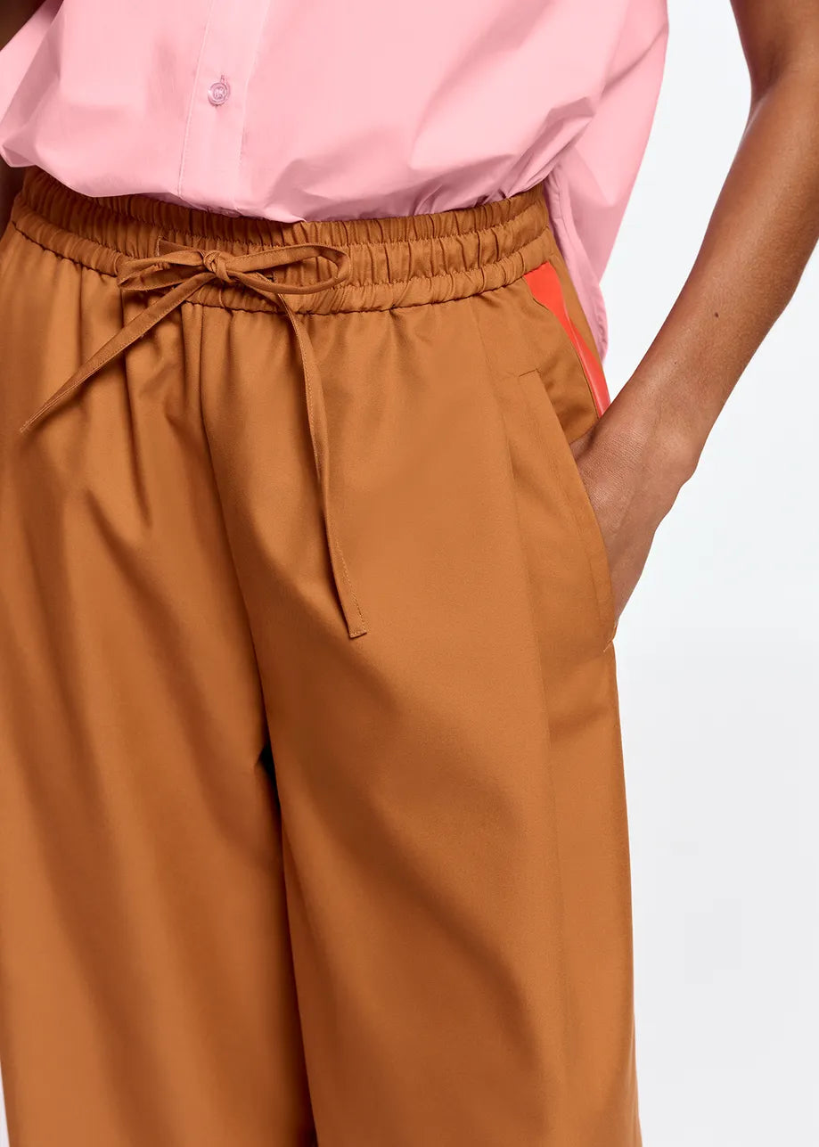 Wide-Leg Pants with Orange Stripes