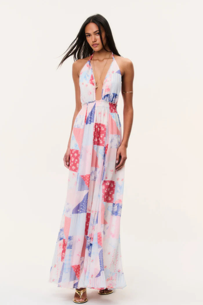 Fancy Patchwork Halter Dress