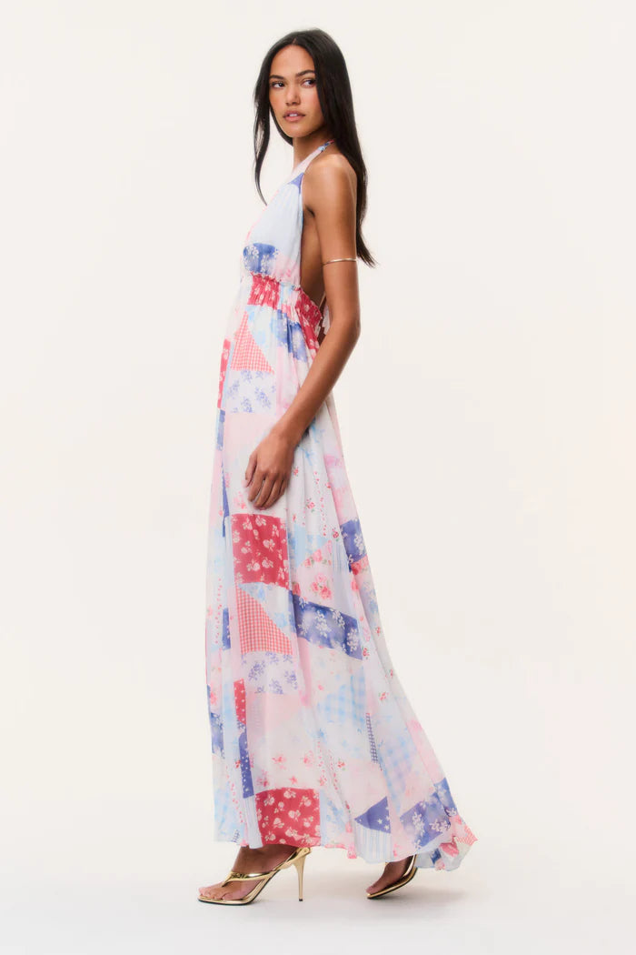 Fancy Patchwork Halter Dress