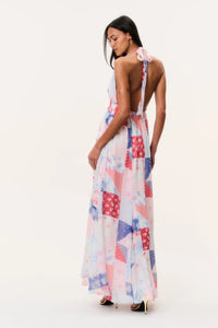 Fancy Patchwork Halter Dress