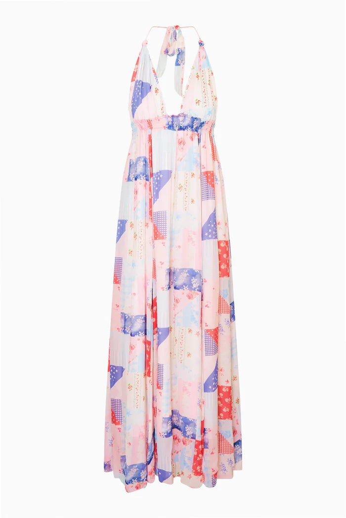 Fancy Patchwork Halter Dress