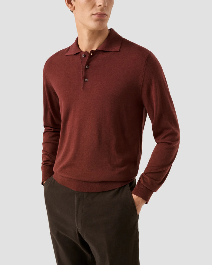 Fine Knit Polo Sweater