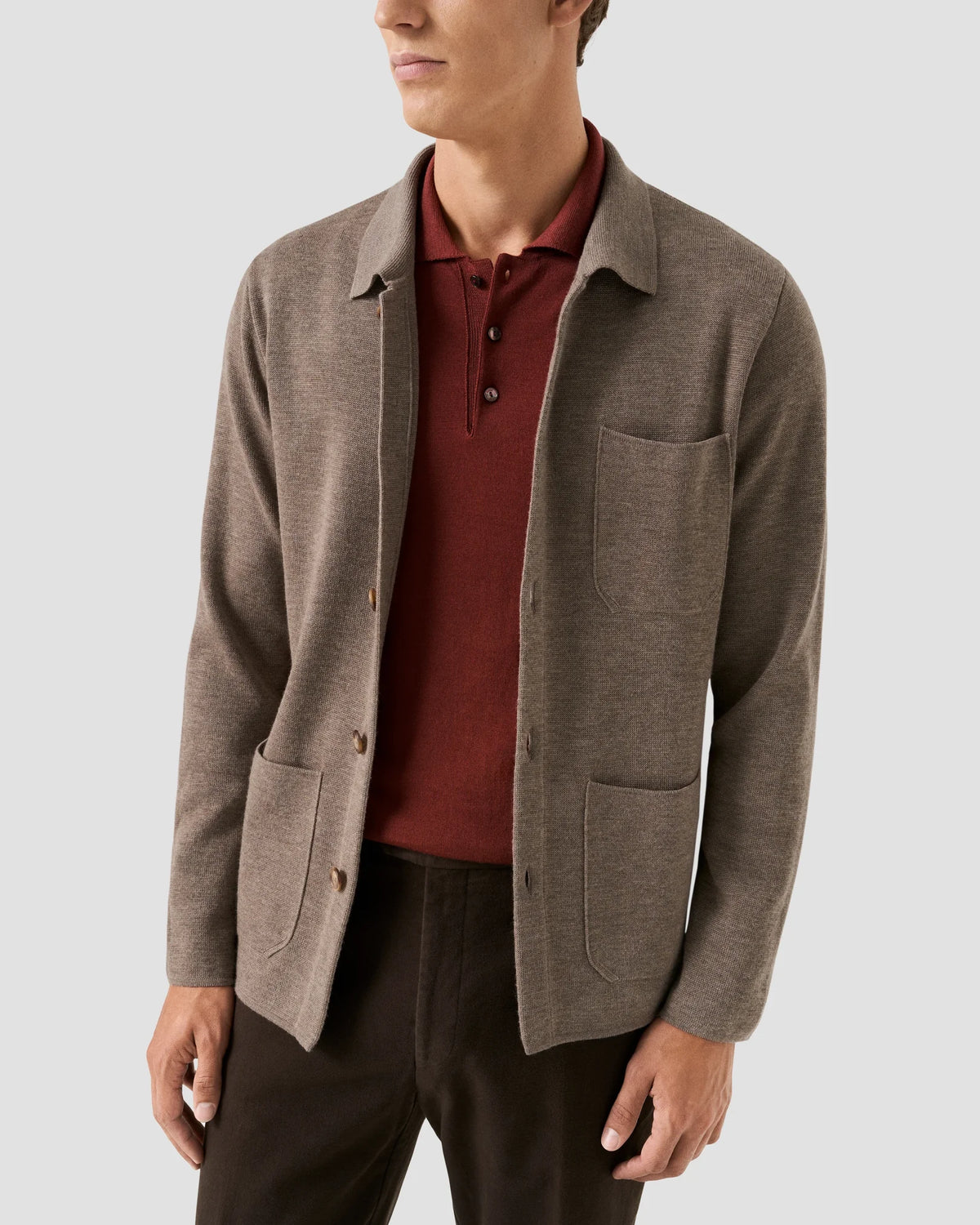 Fine Knit Polo Sweater