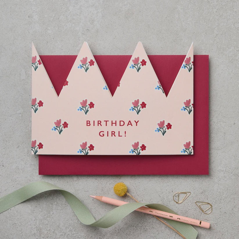 Floral Paper Crown Birthday Card - Birthday Girl!