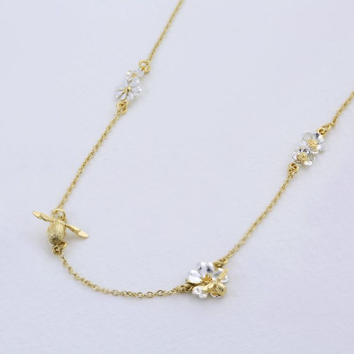 Floral Chain Necklace with Teeny Tiny Bee