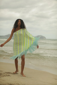 Fringed One Shoulder Kaftan