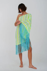 Fringed One Shoulder Kaftan