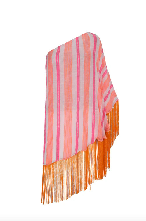 Fringed One Shoulder Kaftan