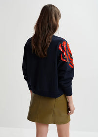 Sweatshirt with Sequin and Bead Embroideries