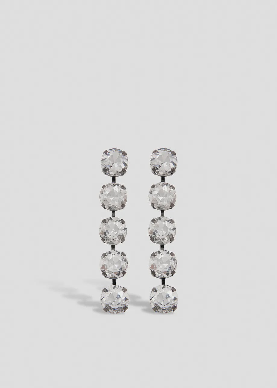 Silver-Tone Rhinestone Earrings