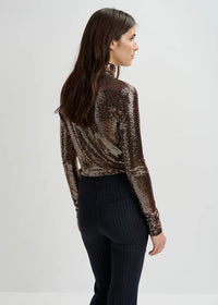 Gold-Tone Stretch-Jersey Turtleneck Top