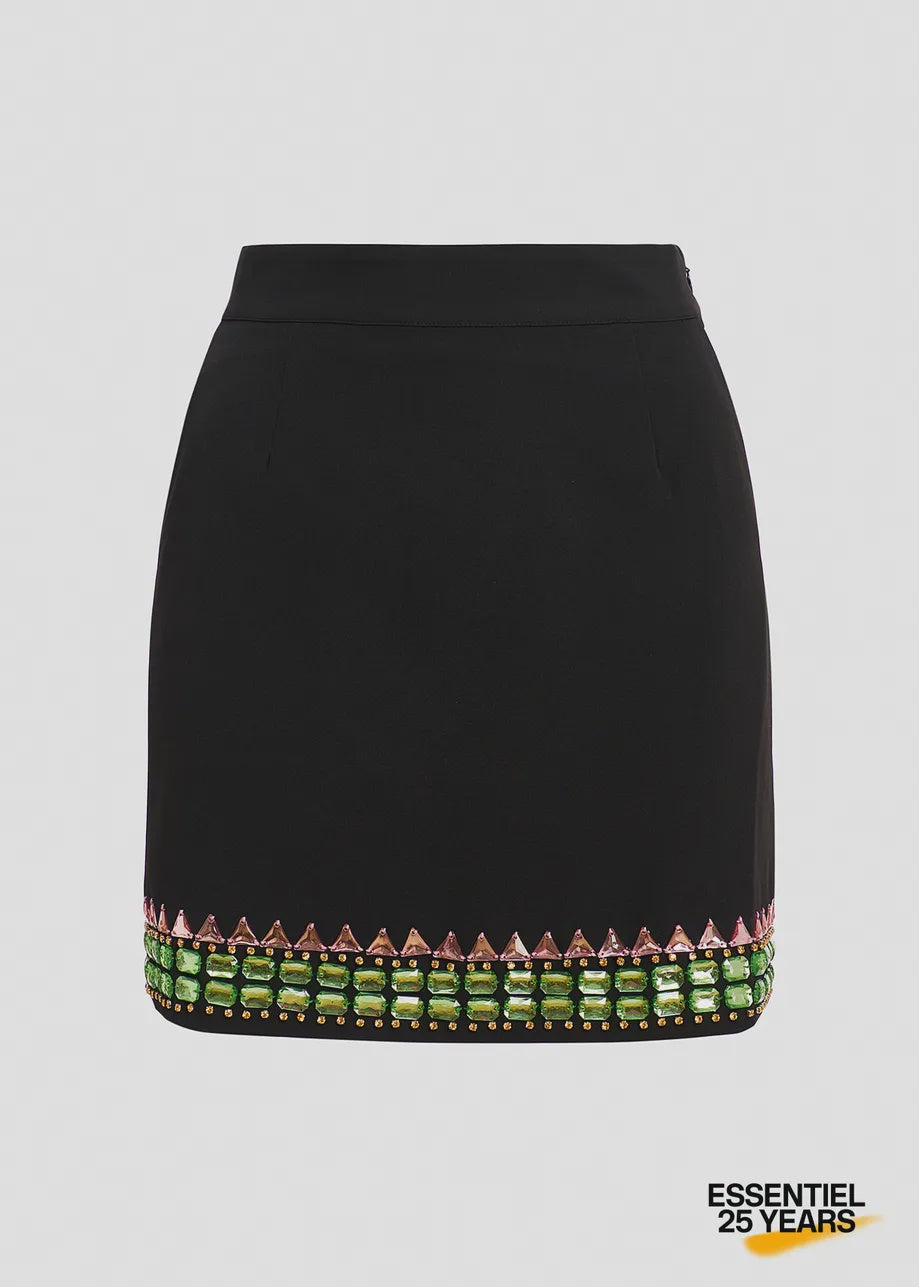 Black Mini-Skirt with Rhinestone