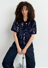 Glitz Sequin-Embellished Polo Top