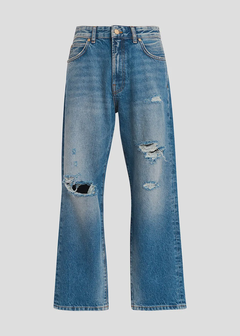 Blue Distressed Boyfriend Jeans