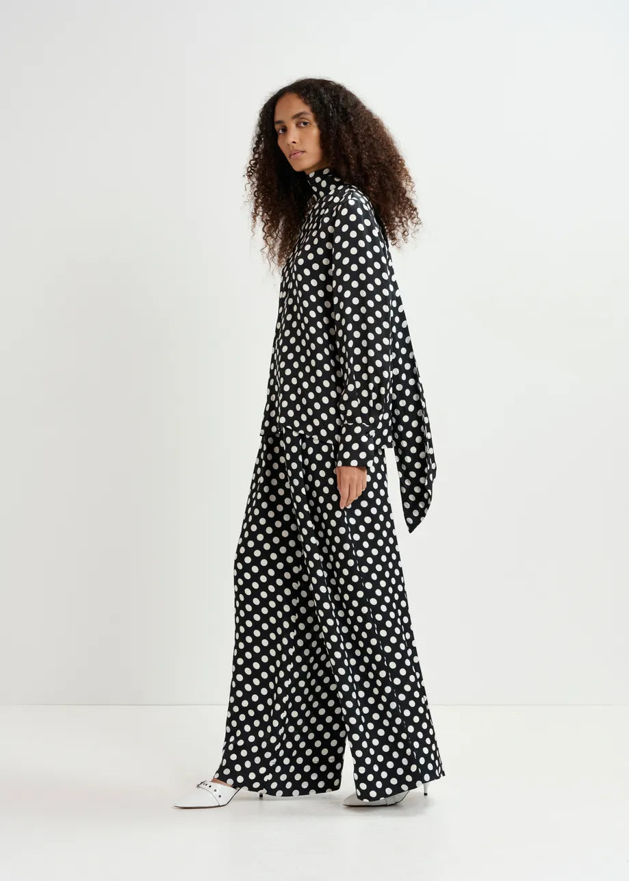 Polka-Dot Wide-Leg Pants