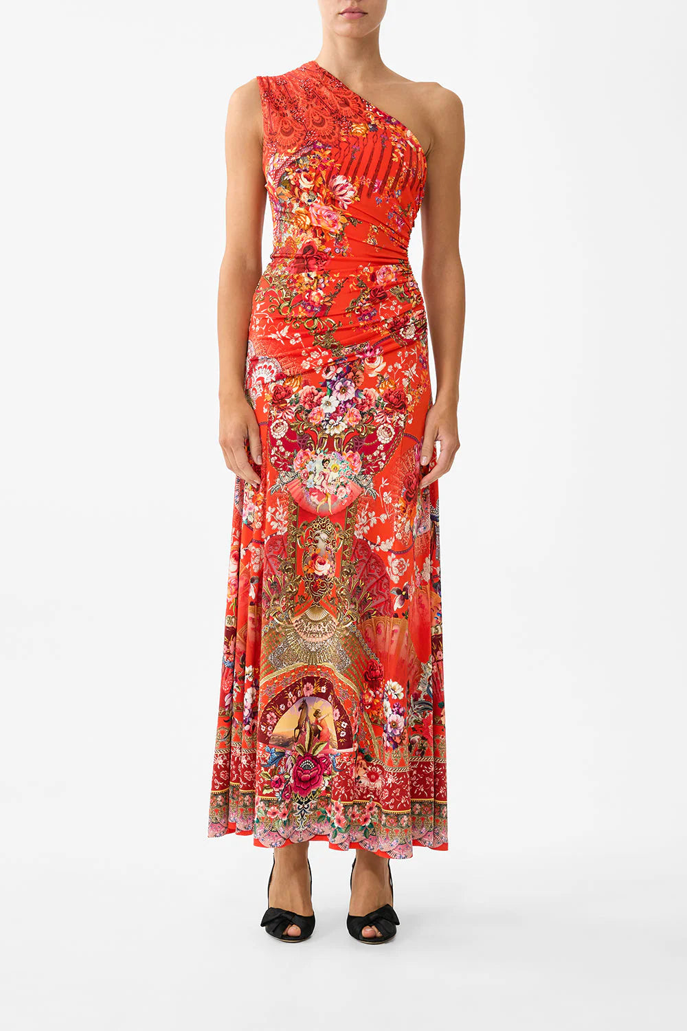 Gathered One Shoulder Dress