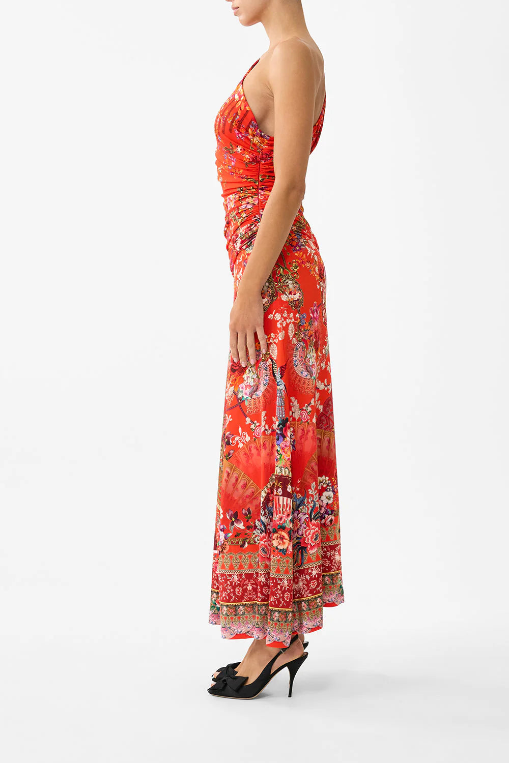 Gathered One Shoulder Dress