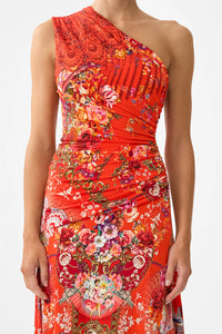 Gathered One Shoulder Dress