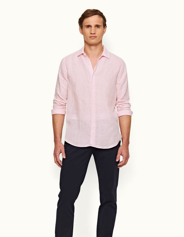 Giles Linen Classic Collar Tailored Fit Linen Shirt