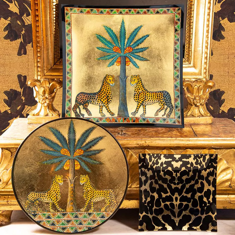 Glass Plate Gold Round