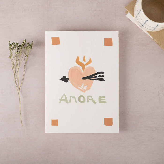 Heart Amore Green Greeting Card