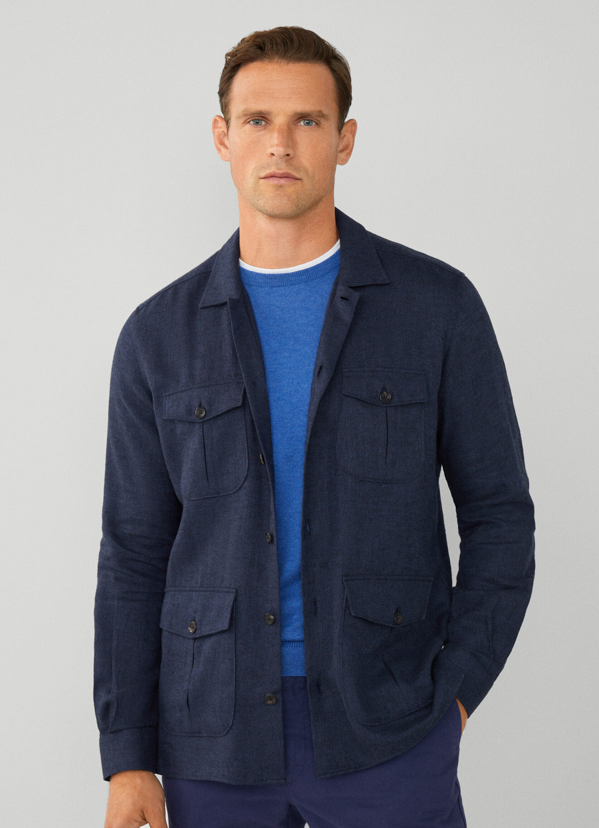 Herringbone Cargo Overshirt