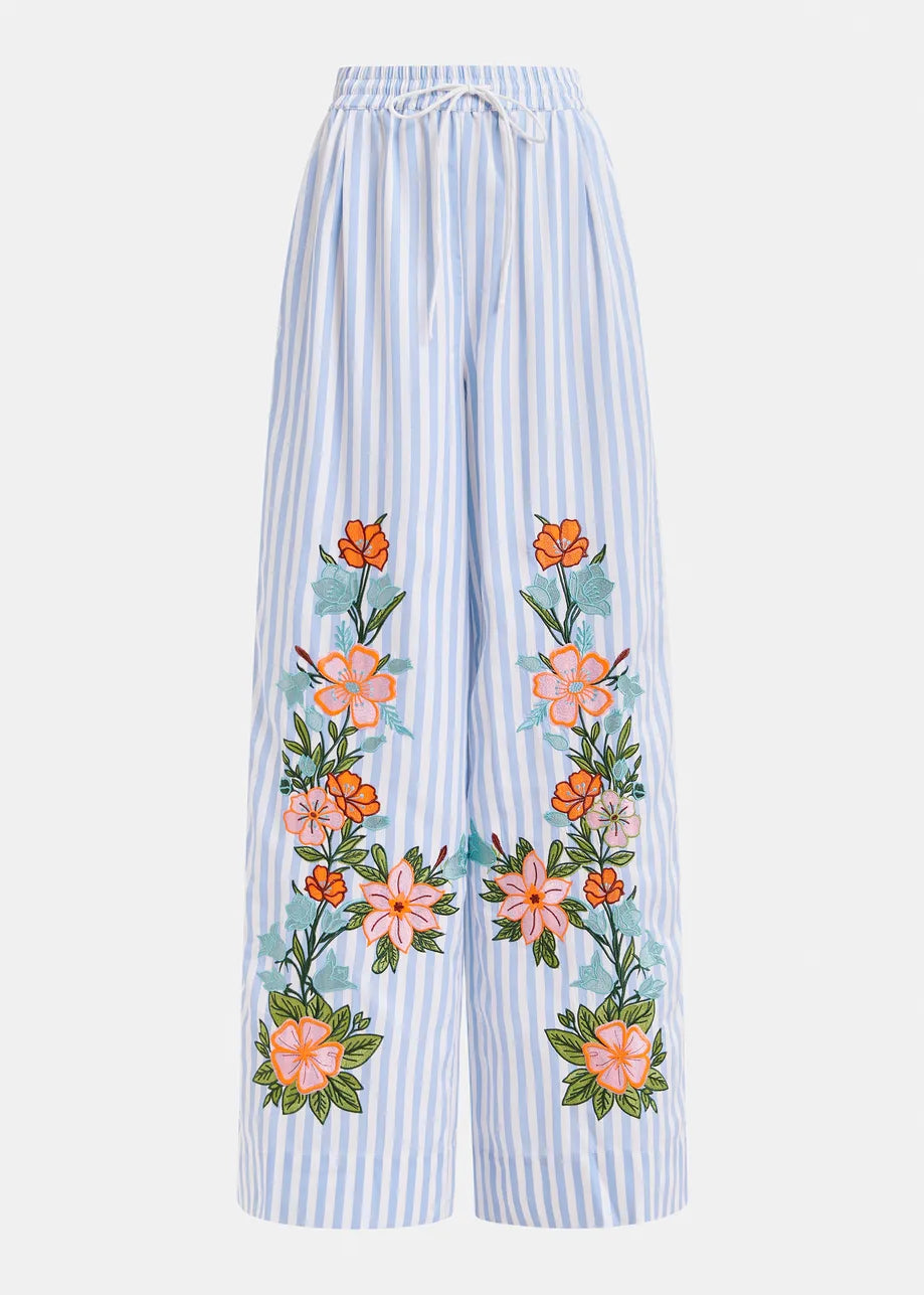 Hevon Striped Wide Leg Pants