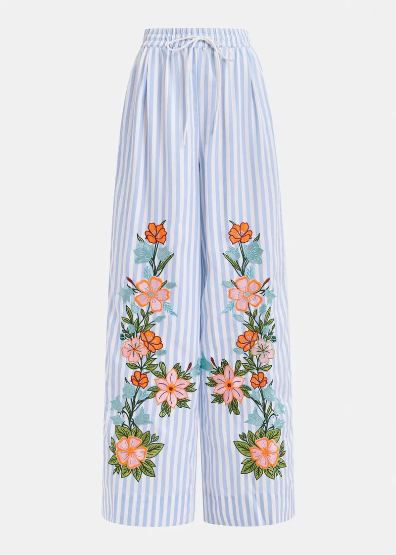 Hevon Striped Wide Leg Pants