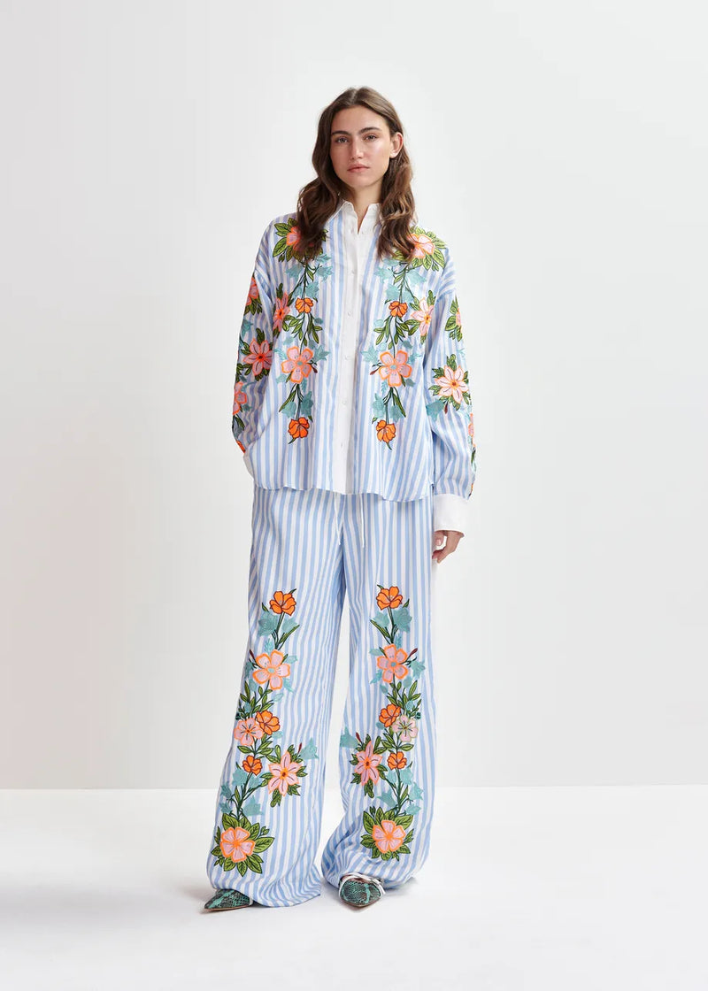 Hevon Striped Wide Leg Pants