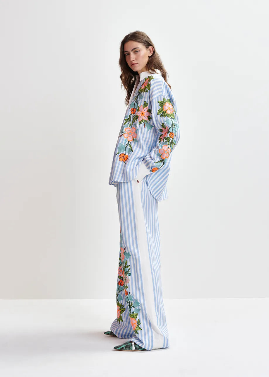 Hevon Striped Wide Leg Pants