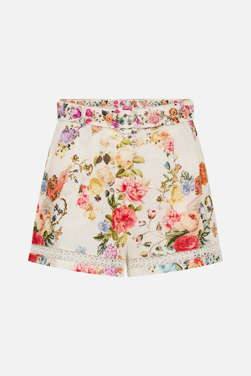 High Waisted Shorts with Lace Insert