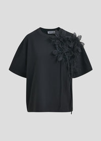Cotton T-shirt with Floral Detail