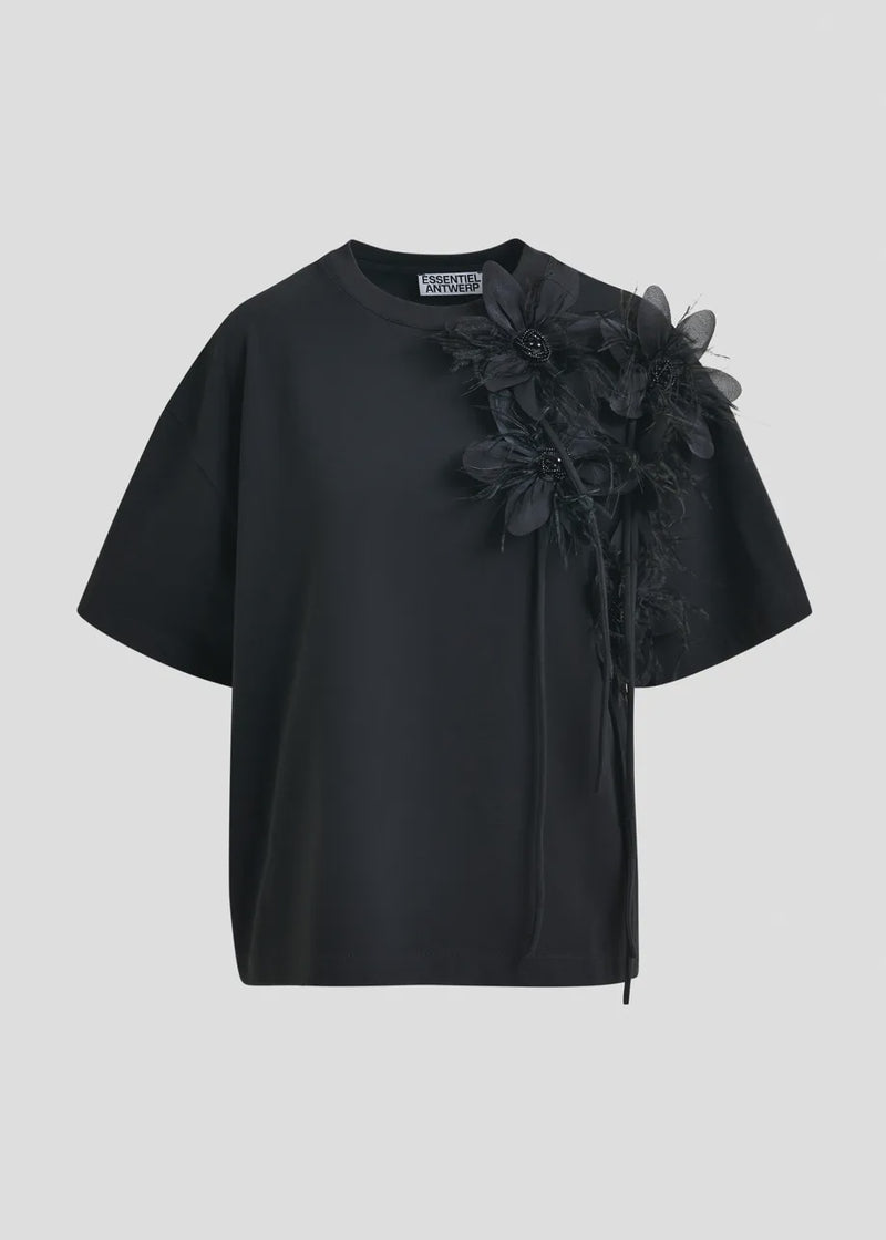 Cotton T-shirt with Floral Detail