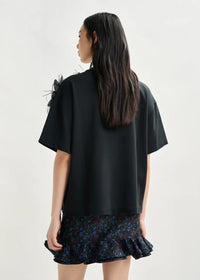Cotton T-shirt with Floral Detail